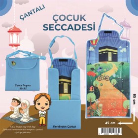 Çantaya Dönüşen Katlanabilir Çocuk Seccadesi - Mavi